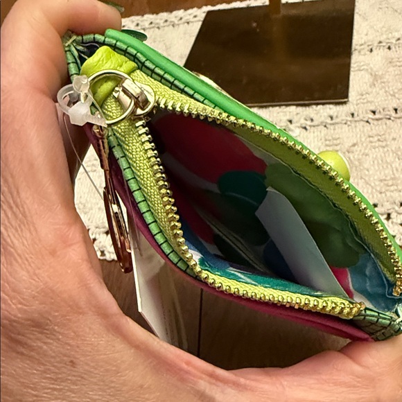 Betsy Johnson Tennis Court Green & Lime Small Wallet with Racket Accents - Picture 5 of 8